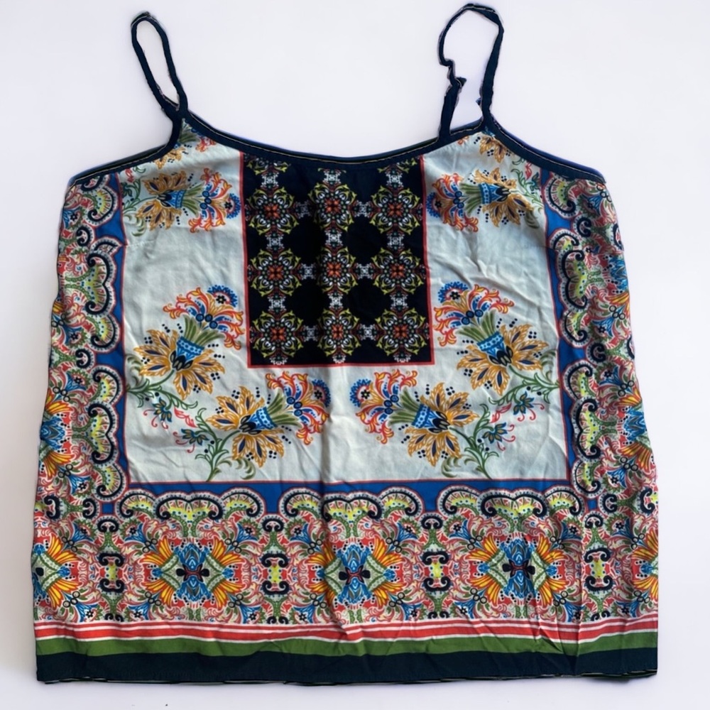 DR2 Paisley Patterned Spaghetti Strap Tank Top Small